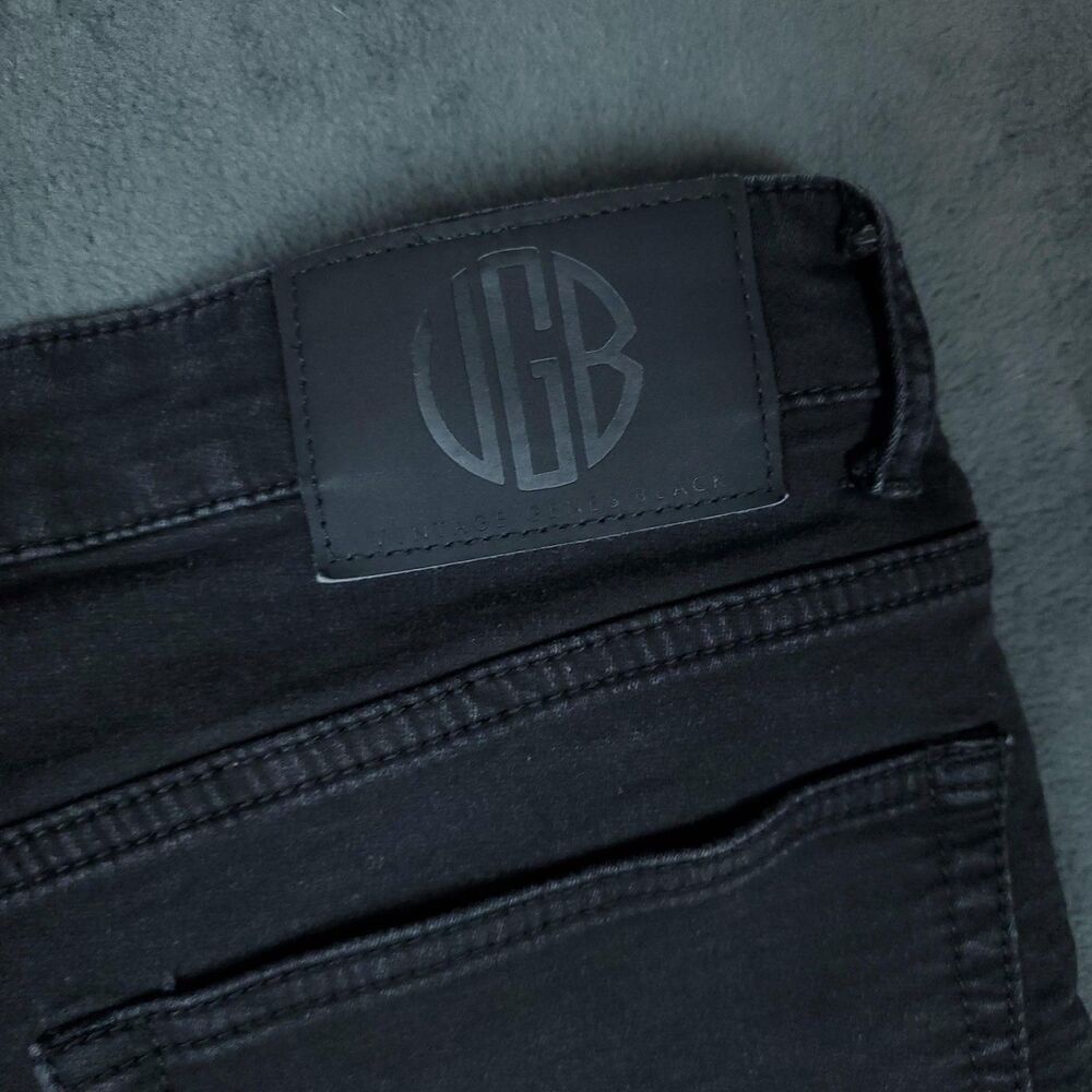Vintage Genes Black Jeans Mens 36x30 Black Skinny Fit Stretch Denim Pants - Picture 11 of 15